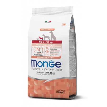 Monge Natural Superpremium Mini Puppy Junior Salmone e Riso 2,5kg Monge Natural Superpremium Mini Puppy Junior Salmone e Riso 2,5kg
